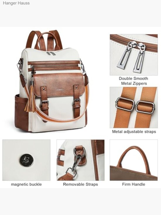 Vegan Leather Fashion Backpack Purse for Work College Laptop Bag main image 4